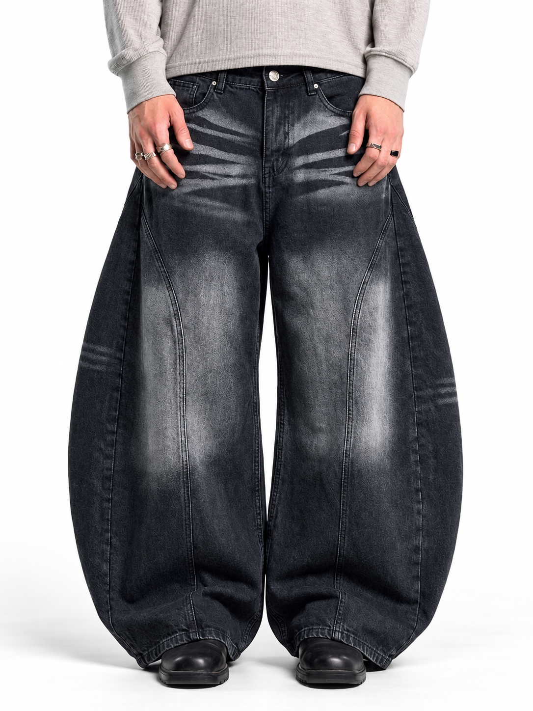 Faded Black Curve Baggy Jeans