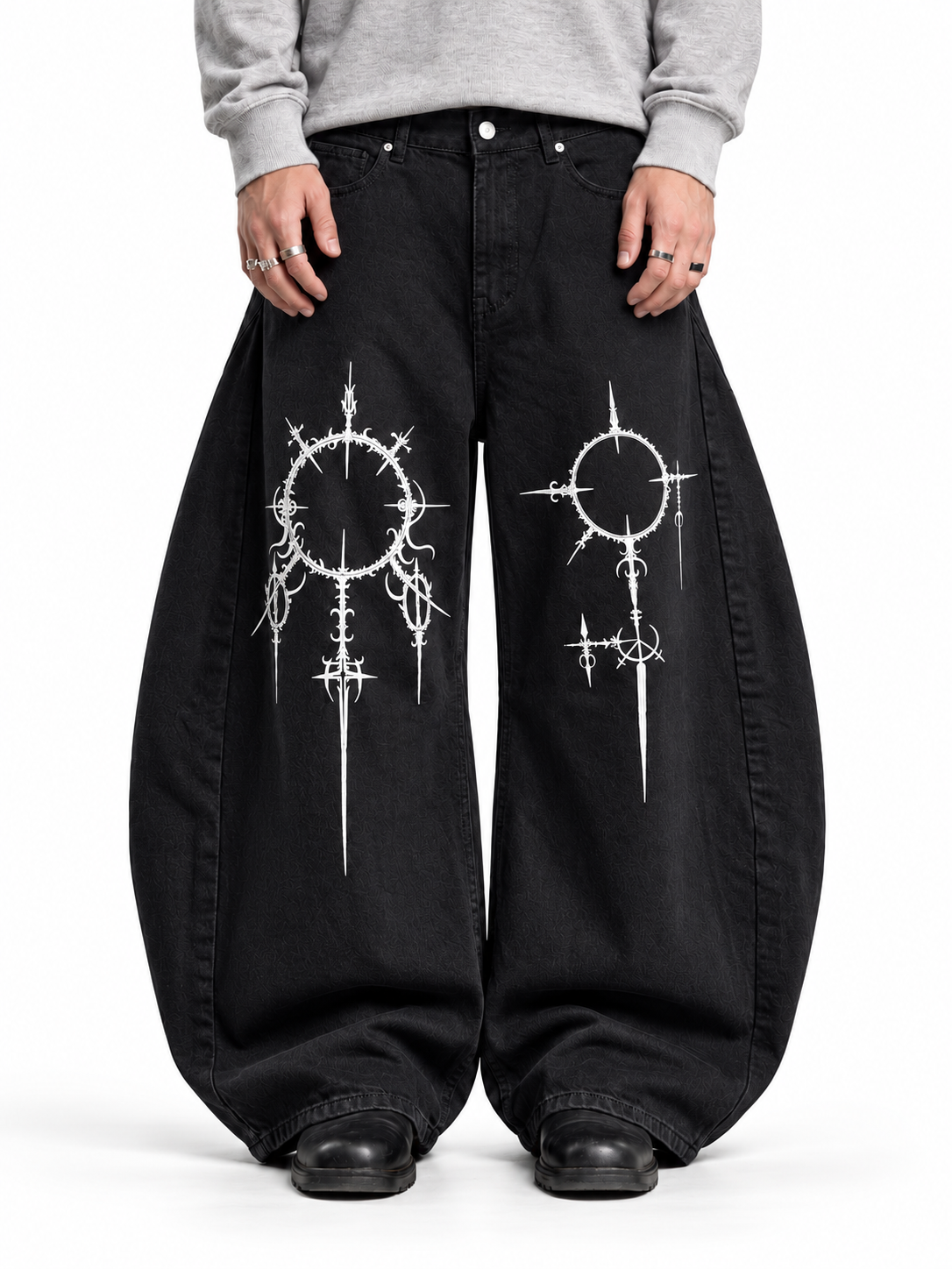 Gothic arc oversized balloon jeans