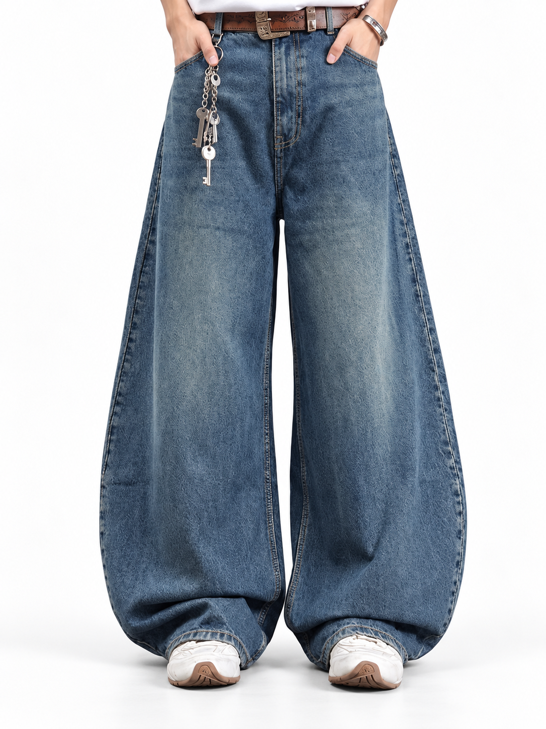 Medium-Washed Indigo Blue Baggy