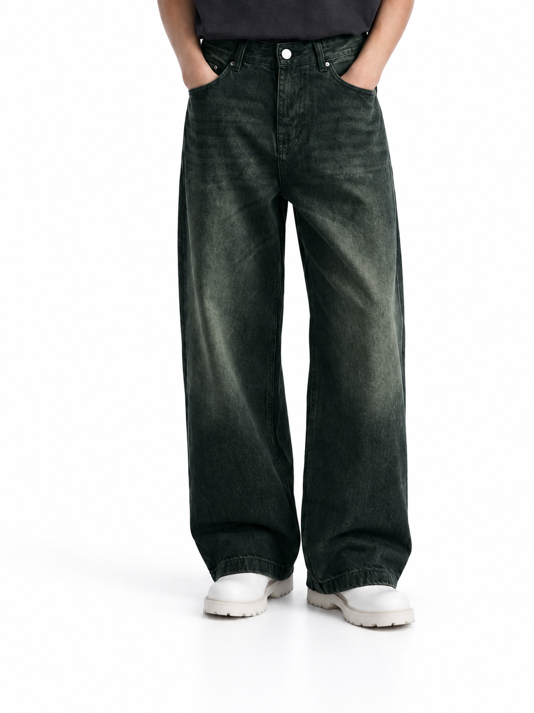 Overdyed Moss Green Regular Fit Jeans