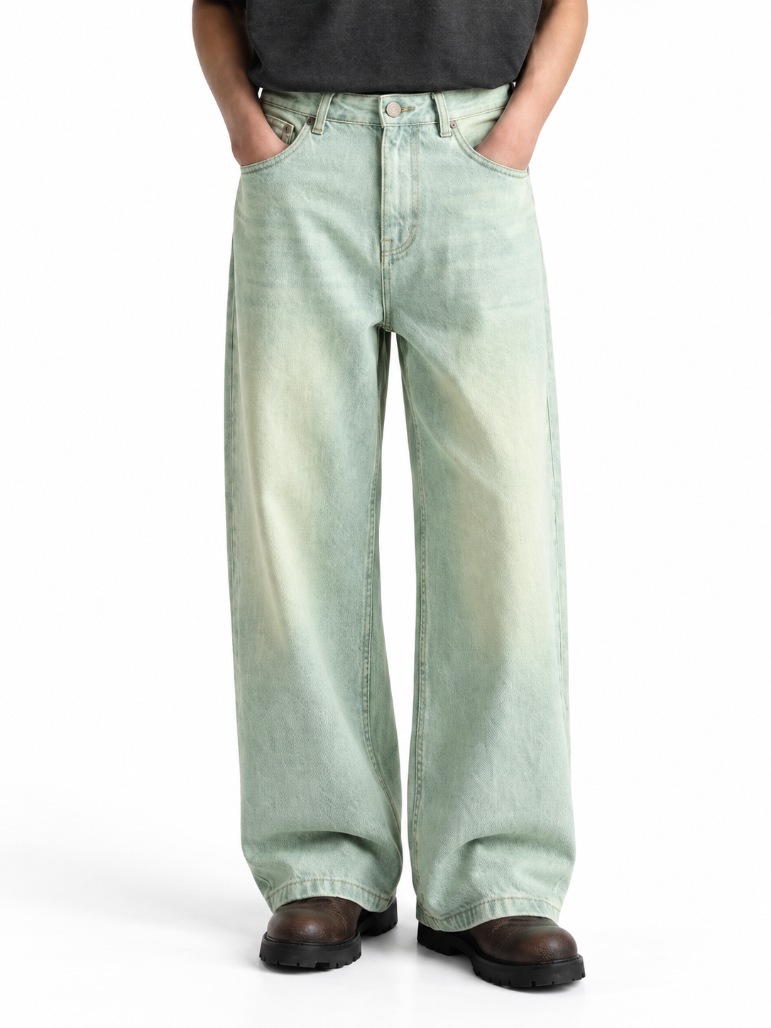 Pale Green Regular Fit Jeans